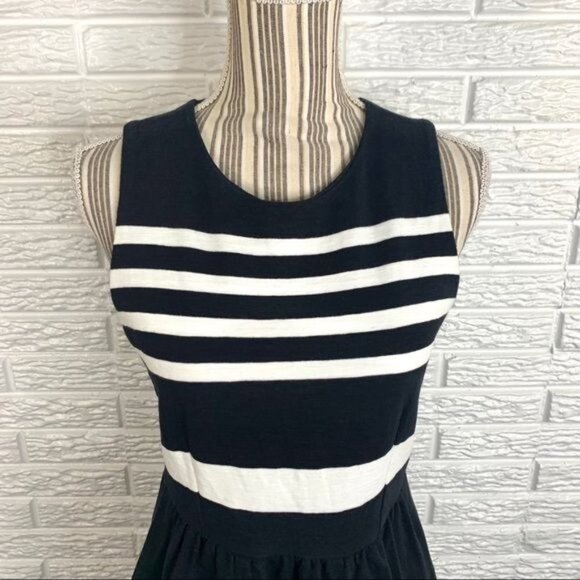 J.Crew Black & White Striped Fit and Flare Dress Size Small - Picture 2 of 6